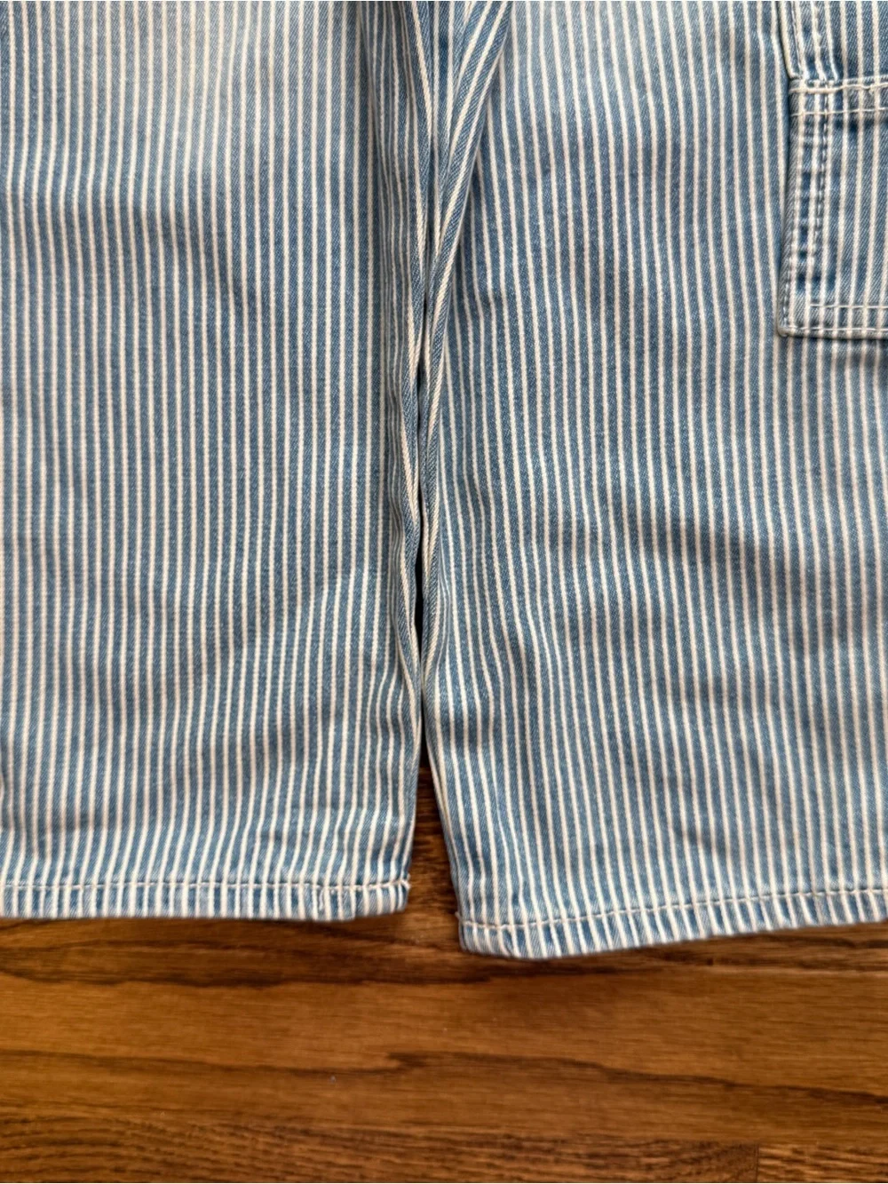 OshKosh B'gosh Kids Light Blue White Pinstripe Train Conductor Overalls Size 2T